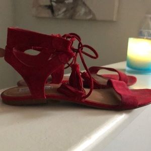 Red Steve Madden Lace Up Sandal